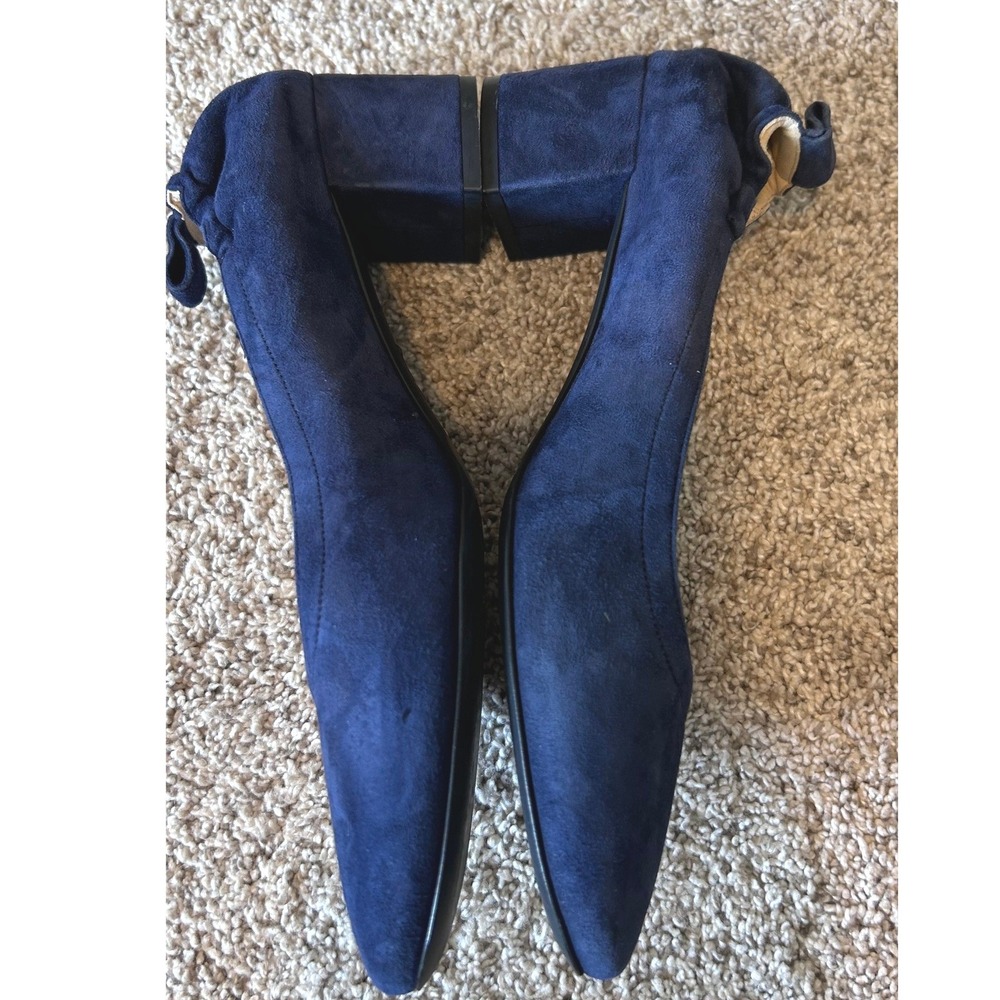 Everlane Day Heel Navy Blue Suede Block Heel Pumps Made in Italy SZ 9.5 - Picture 2 of 8